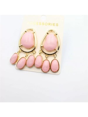 Die Grup Taşlı Küpe - Pembe