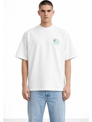 Camblys Unisex Kadın Erkek New Logo Ön Baskılı Oversize Kalın Kumaş Bol Kesim Pamuklu T-Shirt