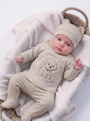 Panfilia %100 Pamuk 0-3 Ay Bebek Hastane Çıkışı 3'lü Set / Yenidoğan / Zıbın