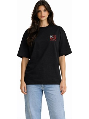 Camblys Unisex Kadın Erkek New Logo Ön Baskılı Oversize Kalın Kumaş Bol Kesim Pamuklu T-Shirt
