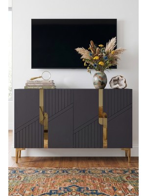 Yumedi Design KA1228 - Meba Konsol, Tv Sehpası, Çok Amaçlı Dolap ve Kahve Köşesi 120CM