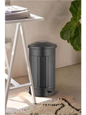 PremiumPort Çelik Galvaniz 24L 50X30CM Orta Boy Çöp Kutusu Siyah