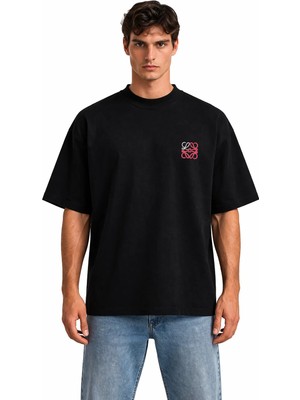 Camblys Unisex Kadın Erkek New Logo Ön Baskılı Oversize Kalın Kumaş Bol Kesim Pamuklu T-Shirt