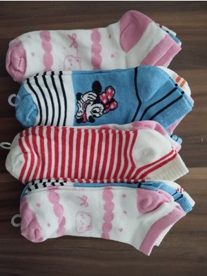 Çizgili Mikey Mause Desenli Bilek Boy Bayan Patik Çorap 12'li Paket