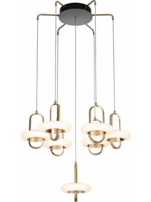 Noya Lighting 7 Sarkıtlı Mermer Avize - Modern Ledli Lüks Avize - Salon Oturma Odası Ledli Avizesi - 50CM*150CM