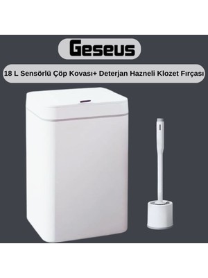 PremiumPort Hijyenik Sensörlü Otomatik Plastik Çöp Kutusu ve Silikon Klozet Fırçası Seti
