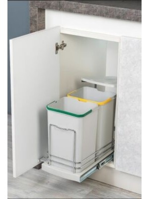 PremiumPort Pratik Teleskopik Raylı Plastik Çöp Kovası, 24 Lt, Şık ve Kullanışlı