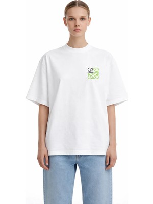 Camblys Unisex Kadın Erkek New Logo Ön Baskılı Oversize Kalın Kumaş Bol Kesim Pamuklu T-Shirt