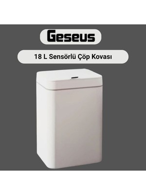 PremiumPort Pratik ve Şık Otomatik Sensörlü 18L Plastik Çöp Kovası, Beyaz