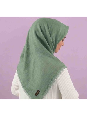 Özense Flamlı Pamuklu Terletmeyen 4 Mevsim Kullanılabilir 100X100 cm Su Yeşili Renkli Eşarp
