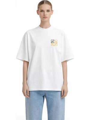 Camblys Unisex Kadın Erkek New Logo Ön Baskılı Oversize Kalın Kumaş Bol Kesim Pamuklu T-Shirt