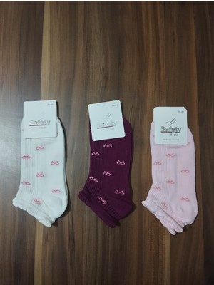 Fiyonk Desenli 3 Renk Pamuklu 200 Iğne Sık Dokuma 12 Çift Patik Çorap