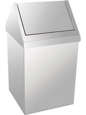 PremiumPort Krom Çatı Kapaklı Itilebilir 54 Lt Çöp Kovası, Pratik ve Şık Tasarım