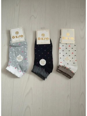 Küçük Kalp Desenli Bayan Patik Çorap 12'li Paket
