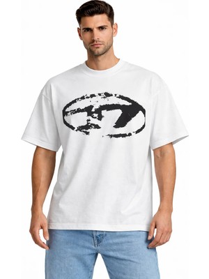 Camblys Unisex D Eskitme Yeni Sezon Ön Baskılı Oversize Kalın Kumaş Bol Kesim Pamuklu T-Shirt