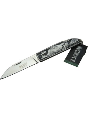 SHC4200 Crkt Cr 0102 Kamp Çakı 20 cm - Balık Desenli Metal Sap, Kılıflı, Kutulu