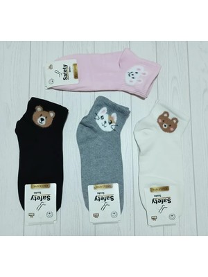 Hayvan Desenli Tüylü Penye Bayan Patik Çorap 12'li Paket