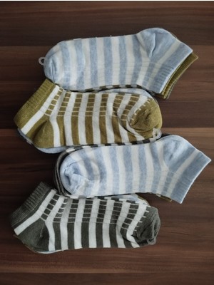 Çizgili Desenli Renkli Bilek Boy Bayan Patik Çorap 12'li Paket