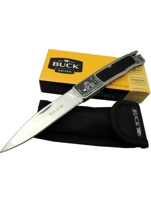 SHC4200 Buck Knives BK-001BRV Kamp Çakı 23 cm - Metal Işlemeli Sap, Kılıflı