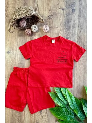 Die Grup Erkek Çocuk Yazlık Şort Takım Kırmızı