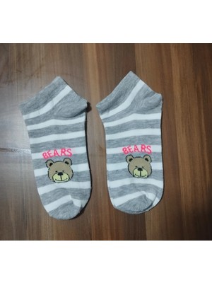 Bayan Tedy Ayıcık Desenli Ekonomik  Bilek Boy Çorap 12'li Paket