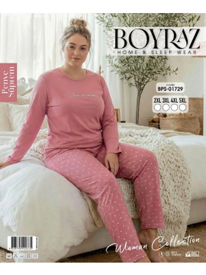 Boyraz BPS-01729 Kadın Battal Uzun Kol Penye Pijama Takımı