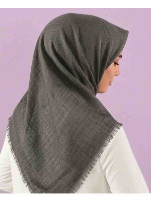 Özense Flamlı Pamuklu Terletmeyen 4 Mevsim Kullanılabilir 100X100 cm Gri Renkli Eşarp
