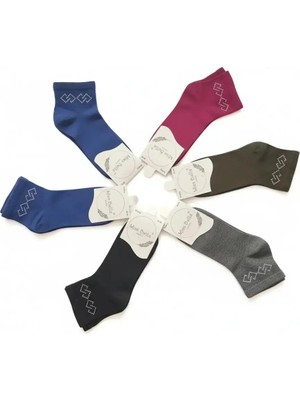 Karışık Renk Inci Taşlı Detaylı Bayan Mevsimlik Patik Çorap 12'li Paket