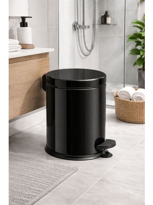 PremiumPort Pratik ve Şık 5l Siyah Pedallı Çöp Kovası