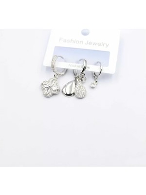 Die Grup 3'lü Yonca Küpe - Gümüş