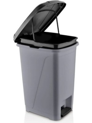 PremiumPort Gri 15 Litre Slim Pedallı Çöp Kovası, Şık ve Fonksiyonel Tasarım