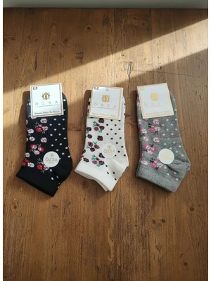 Çiçek Desenli Bayan Patik Çorap 12'li Paket