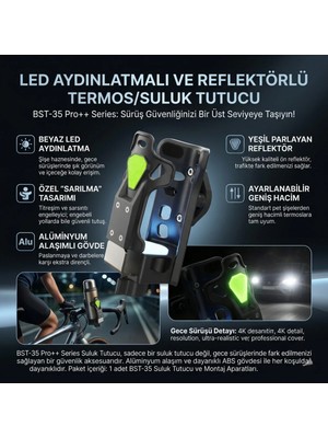 HiboTekno Bisiklet-Motosikler LED Aydınlatmalı ve Reflektörlü Termos/suluk/matara/pet Şişe Tutucu