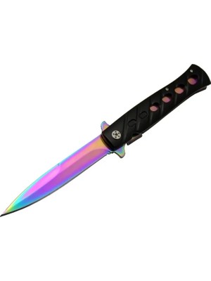 SHC4200 Venom K033 Gökkuşağı Kamp Çakı 23CM- Yarı Otomatik, Kemerlikli