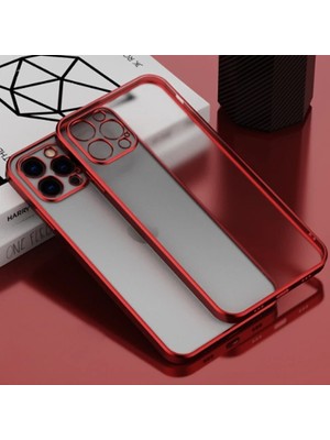 Najmaddin iPhone 12 Pro Max 6.7inç Renkli Kenar Şeffaf Kılıf Kamera Korumalı KILIF-(5775) Hep