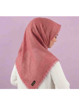 Özense Flamlı Pamuklu Terletmeyen 4 Mevsim Kullanılabilir 100X100 cm Gül Kurusu Renkli Eşarp