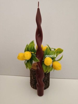 Qosrix Bordo Burgulu Şamdan Soya Mumu Doğal Kokulu Uzun Çubuk Konik Burgu Spiral Mum Dekoratif 1 Adet