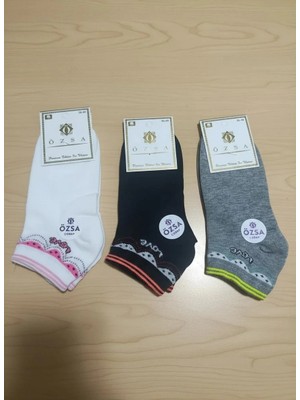 Desenli Bayan Karışık Renkler Mevsimlik Patik Çorap 12'li Paket