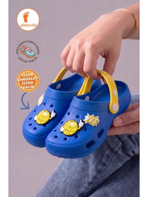 Gezer Süslü Erkek Çocuk Önü Kapalı Terlik Sandalet Bahçe Plaj Havuz Banyo Kreş Terlik