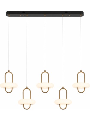 Noya Lighting 5 Sarkıtlı Avize - Modern Mermer LED Avize -Lüks Mermerli Yemek Masası Avizesi - Ledli Avize 120CM