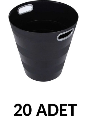 PremiumPort 20 Adet Siyah 12 Litre Ark Basket Çöp Kovası Seti