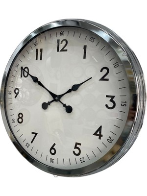 Zayka 60 cm Krom Metal Dekoratif Duvar Saati