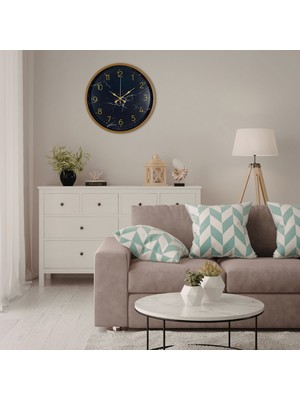 Zayka Kahverengi Mermer Desenli 36 cm Duvar Saati