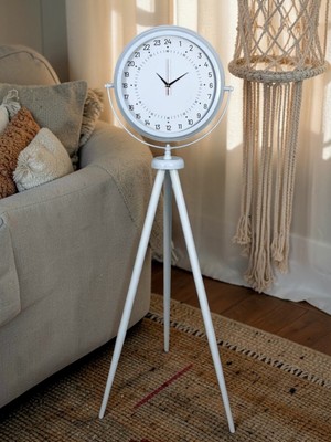 Zayka Beyaz 24 Saat Göstergeli Tripod Ayaklı Saat