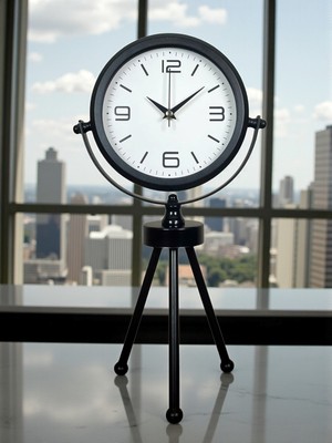 Zayka Black Elegant Metal Üç Ayaklı Masa Saati