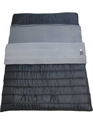 Özbience Yumuşak Elyaf ve Peluş Polar Şapkalı Çift Kişilik Uyku Tulumu