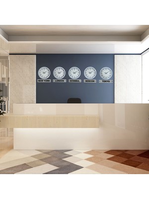 Zayka Modern 36 cm Tabelalı Dünya Saatleri - Beyaz 5 Li