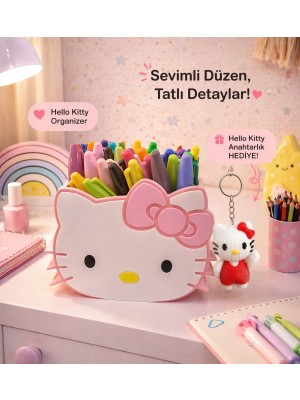 Luvena Hello Kitty Kalemlik Organizer Kız Çocuklar İçin Sevimli Masaüstü Kalem Kutusu