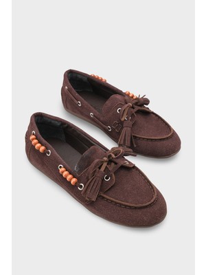 Capone Outfitters Erinna Püsküllü Ahşap Aksesuarlı Yumuşak Kadın Loafer Ayakkabı