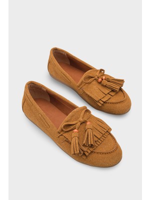 Capone Outfitters Veronique Püsküllü Ahşap Aksesuarlı Yumuşak Kadın Loafer Ayakkabı